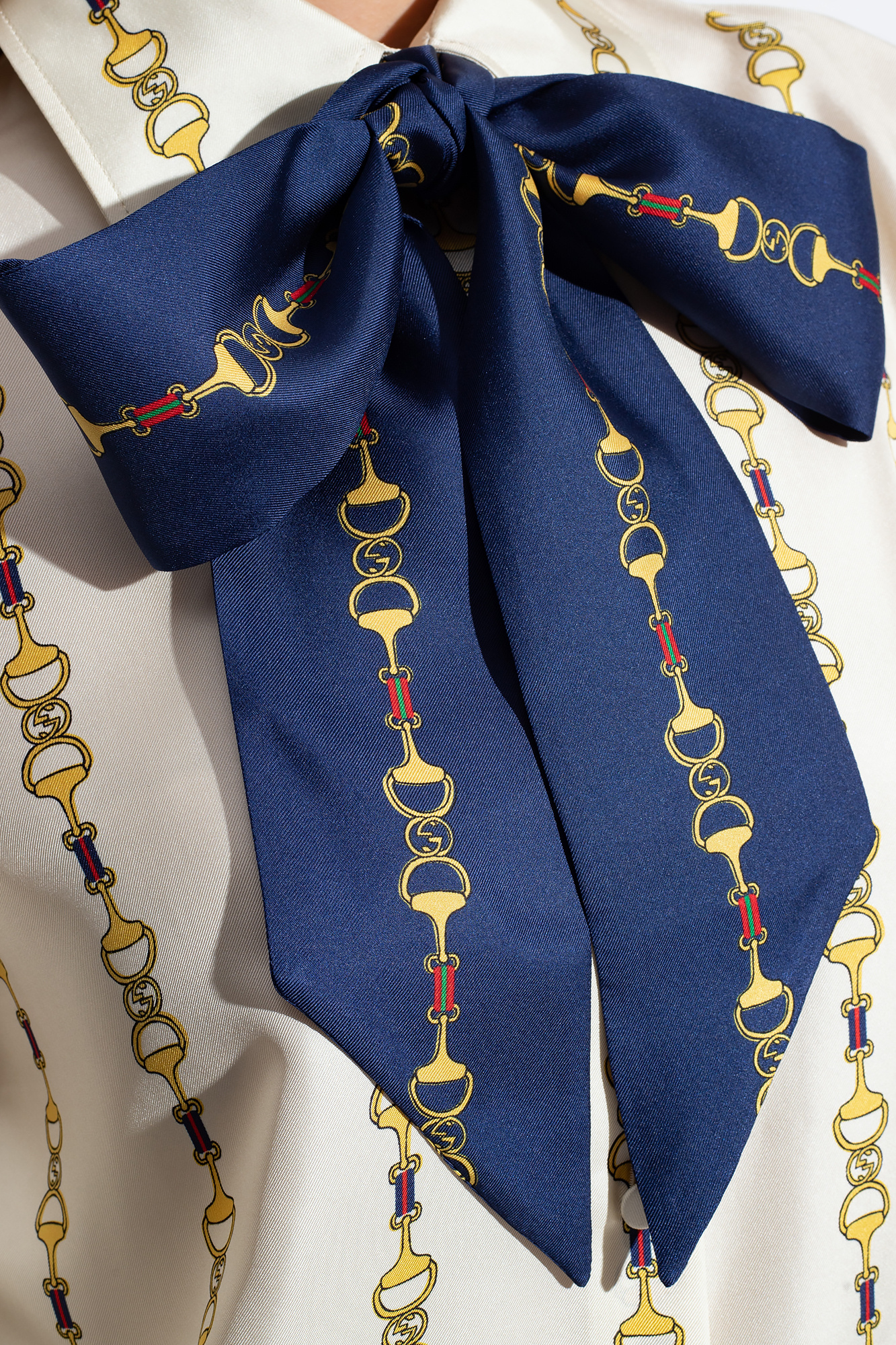 日本未入荷22AW★GUCCI★Porta sacchetti per cane ドッグバッグ SchaferandweinerShops Japan - Cream Silk shirt with horsebit